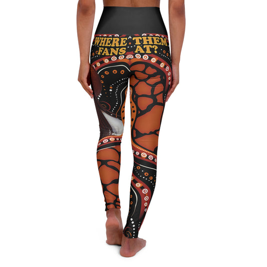 "Where Them Fans At?" Bohemian High Waisted Yoga Leggings | Stylish Activewear for Yoga & Fitness | Unique Design for Artistic Souls, Perfect Gift for her, Line Dancing