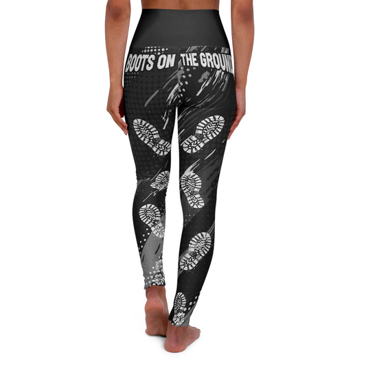 "Boots on the Ground" High Waisted Yoga Leggings with Trajectory Design, Line Dancing, Fitness Gear, Activewear, Yoga Pants, Comfortable Leggings, Workout Apparel