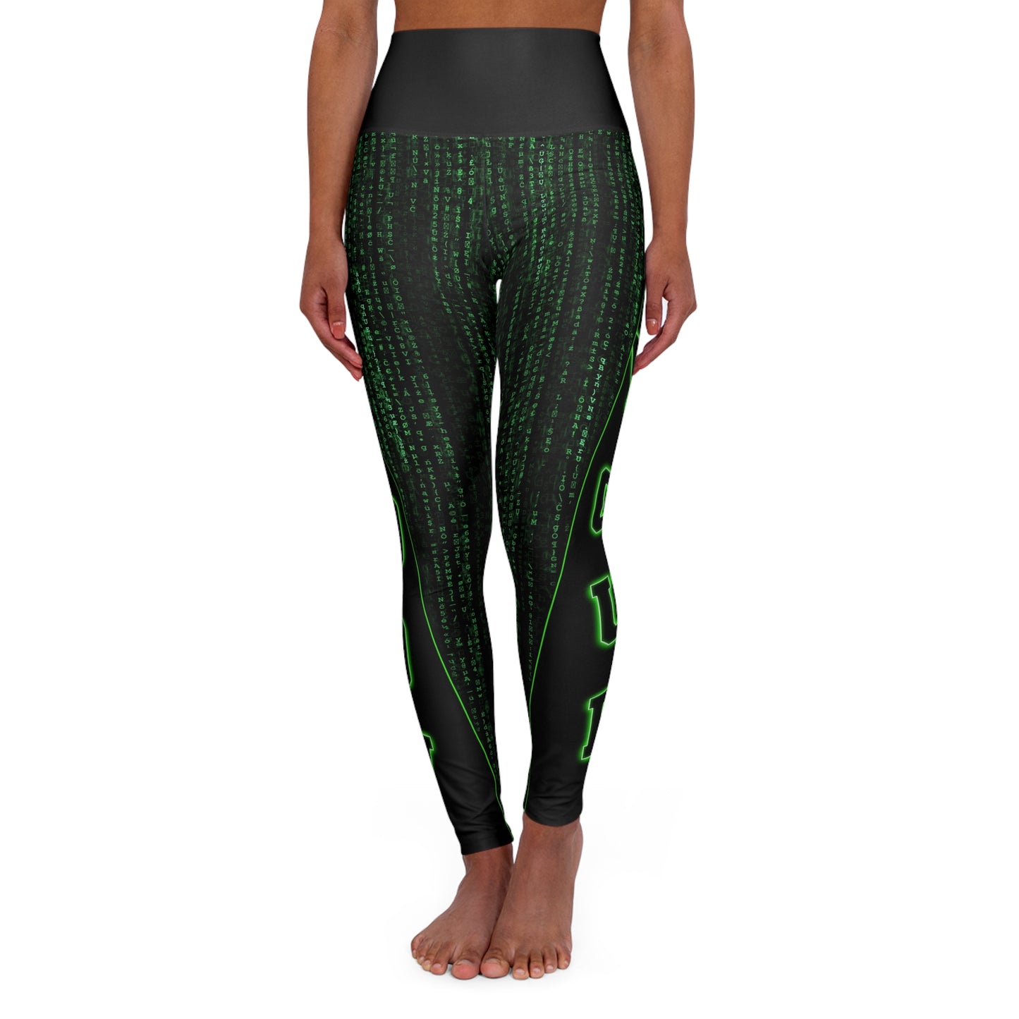 "Flex" Matrix-Inspired High Waisted Yoga Leggings, Stylish Activewear, Fitness Leggings, Gift for Yoga Lovers, Eco-Friendly Workout Pants, Line Dancing