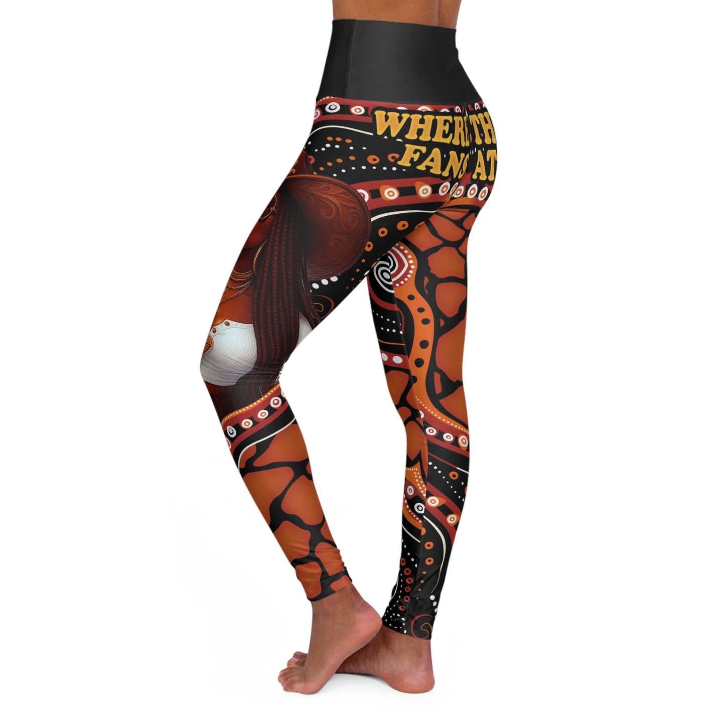 "Where Them Fans At?" Bohemian High Waisted Yoga Leggings | Stylish Activewear for Yoga & Fitness | Unique Design for Artistic Souls, Perfect Gift for her, Line Dancing