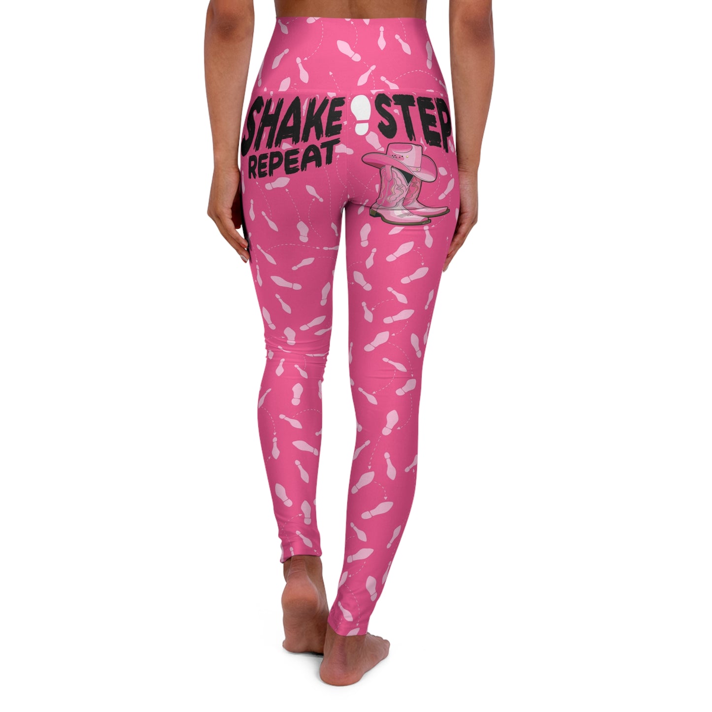 High Waisted Yoga Leggings - Shake, Step, Repeat - Fitness Apparel, Activewear, Workout Leggings, Gifts for Gym Lovers