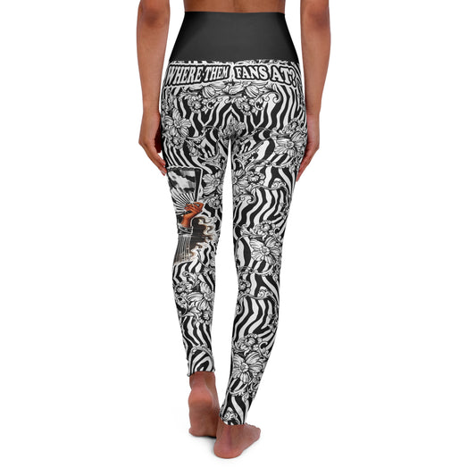 "Where Them Fans At?" Stylish High Waisted Yoga Leggings for Active Lifestyles, Fitness Leggings, Workout Pants, Trendy Athleisure Wear, Unique Gift for Her, Line Dancing