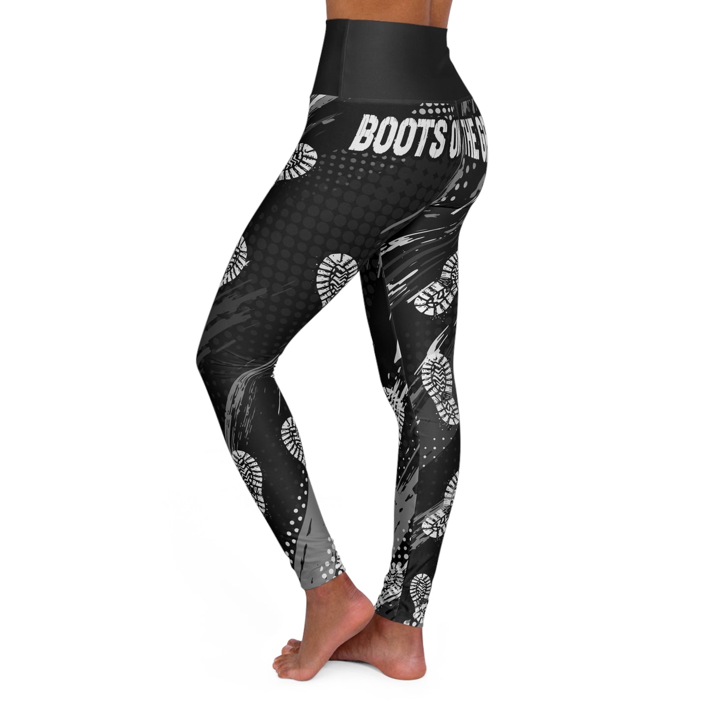 "Boots on the Ground" High Waisted Yoga Leggings with Trajectory Design, Line Dancing, Fitness Gear, Activewear, Yoga Pants, Comfortable Leggings, Workout Apparel