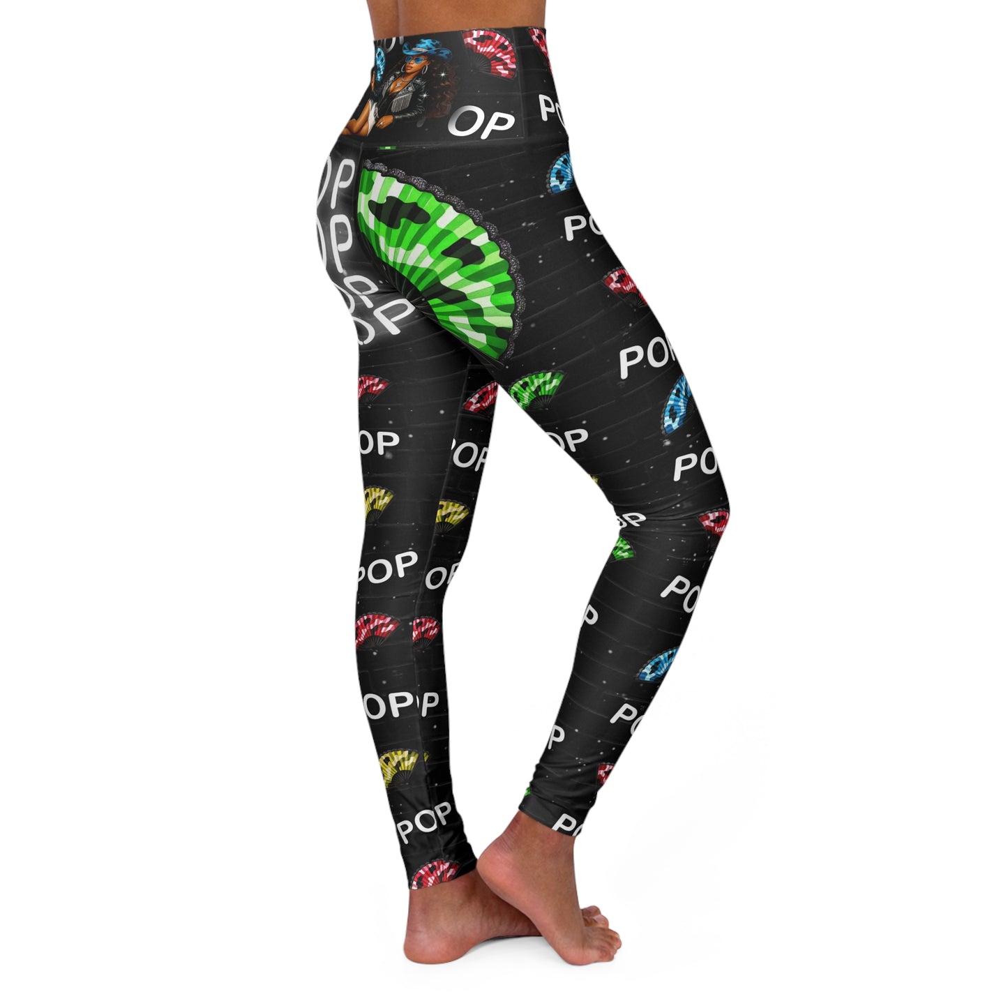 "Where Them Fans At?" High Waisted Yoga Leggings - Vibrant, Stylish Workout Pants, Perfect for Fitness Enthusiasts, Activewear, Gift for Yoga Lovers
