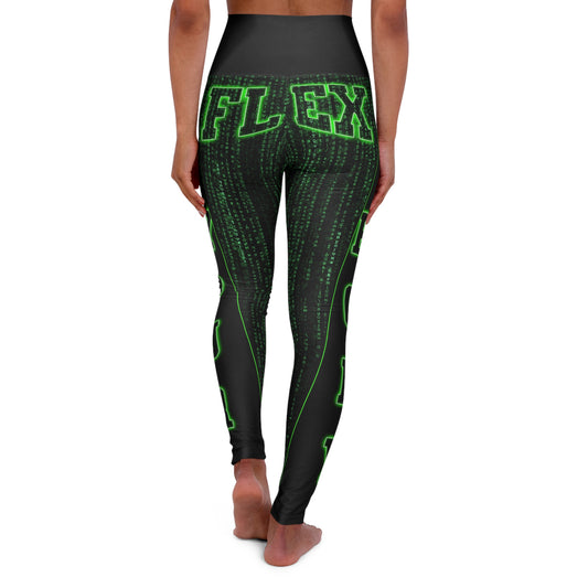 "Flex" Matrix-Inspired High Waisted Yoga Leggings, Stylish Activewear, Fitness Leggings, Gift for Yoga Lovers, Eco-Friendly Workout Pants, Line Dancing