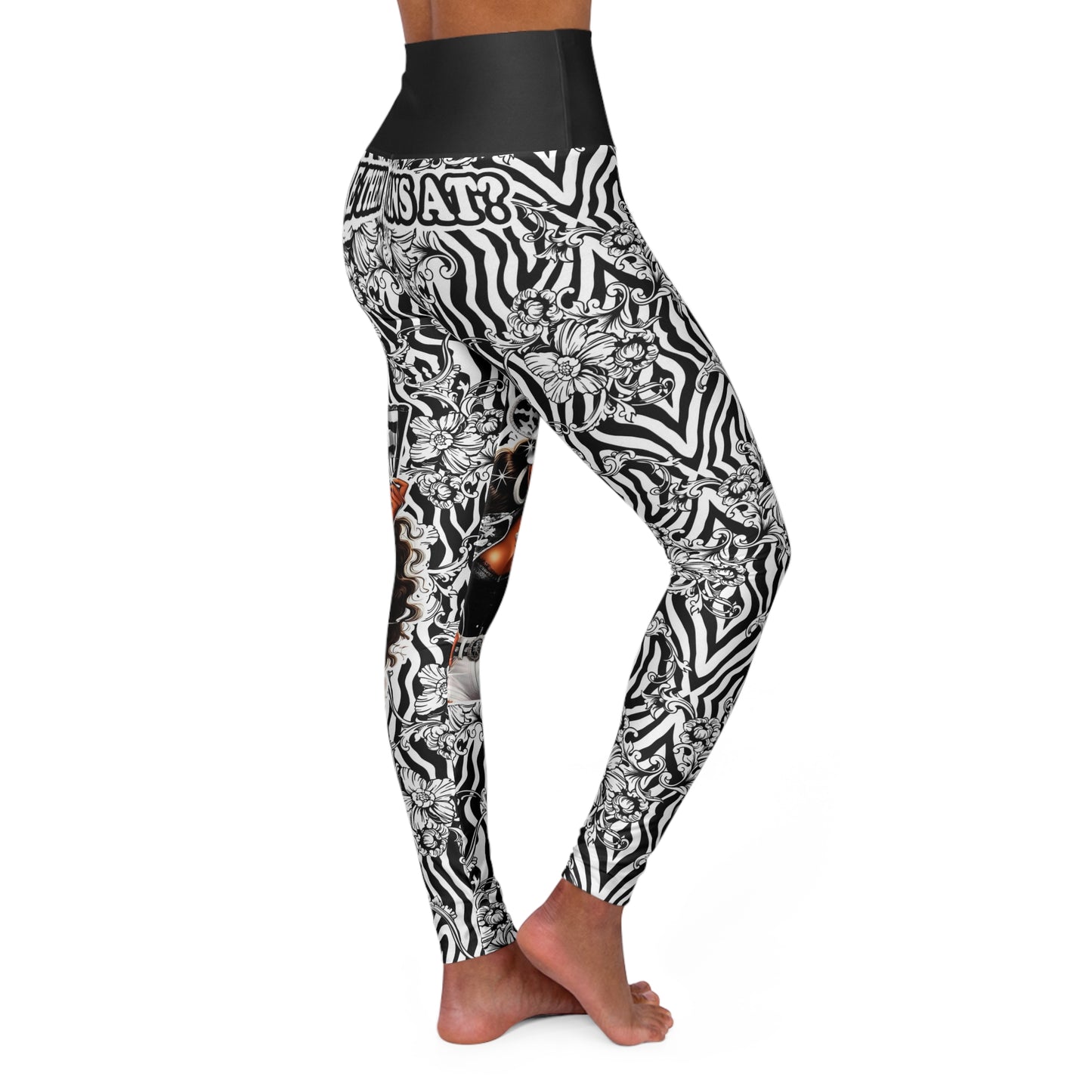 "Where Them Fans At?" Stylish High Waisted Yoga Leggings for Active Lifestyles, Fitness Leggings, Workout Pants, Trendy Athleisure Wear, Unique Gift for Her, Line Dancing