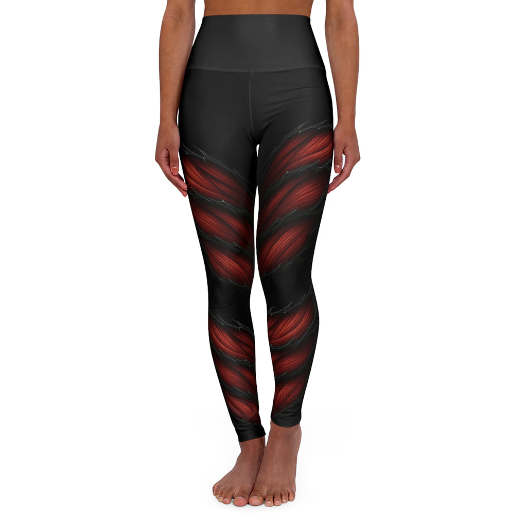 "Flex" High Waisted Yoga Leggings with a Bold Red Design | Mafia Line Dancers